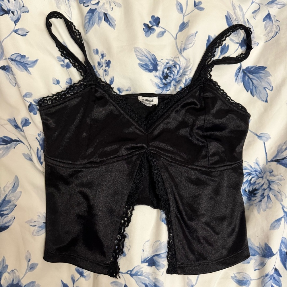 Garage Clothing Gabriella Black Lace Trim Top size xs